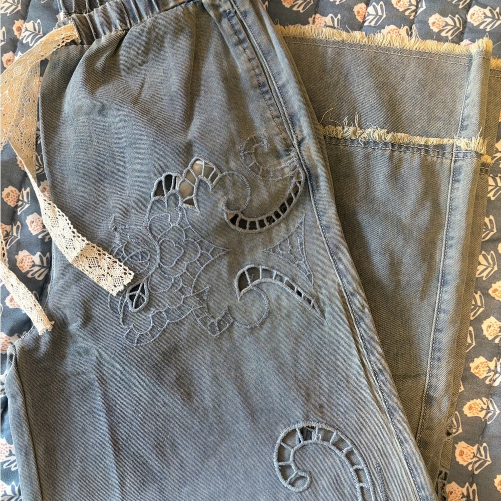 🖤 POL Vintage Wash Outseam Woven Twill Wide Pants – NWT – Size Medium - Picture 6 of 11